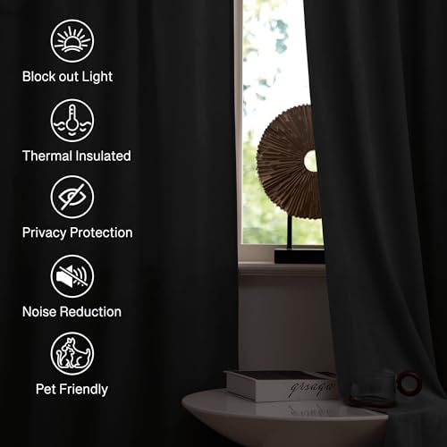 StangH Grey High Ceiling Curtains 120 inches Long Dual Rod Pocket, 2