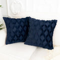 Faux Fur Plush Soft Navy Blue Throw Pillow Covers 18x18 Pack of 2