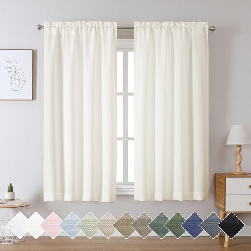 Chyhomenyc Bedroom Curtains 63 Inch Length 2 Panels, Faux Linen