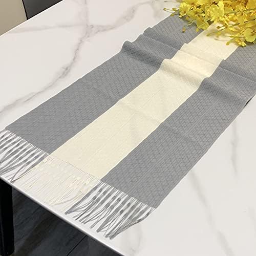 Rilassato Stripe Woven Table Runner with Tassels for Bohemian Wedding