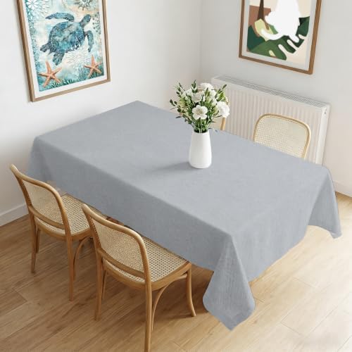 Gray Solid Color Tablecloths for Rectangle 60 x 120 Inch Table Cover