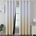 Ombre Beige and Greyish White Blackout Curtains for Bedroom 52x108 2