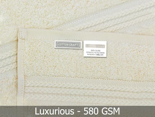 COTTON CRAFT Ultra Soft 6 Piece Towel Set - 100% Cotton Towels - Ivory