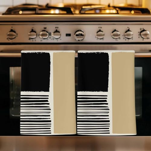 Beige Kitchen Towels Set of 3, Absorbent Dish Towels for Kitchen