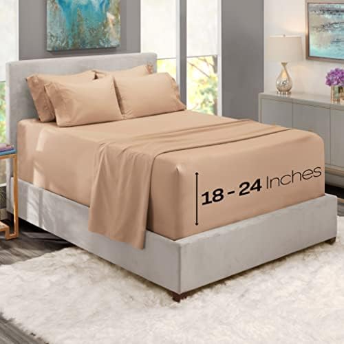 Hearth & Harbor Luxury Soft 6 Piece Bed Sheet Set Extra Deep Pocket