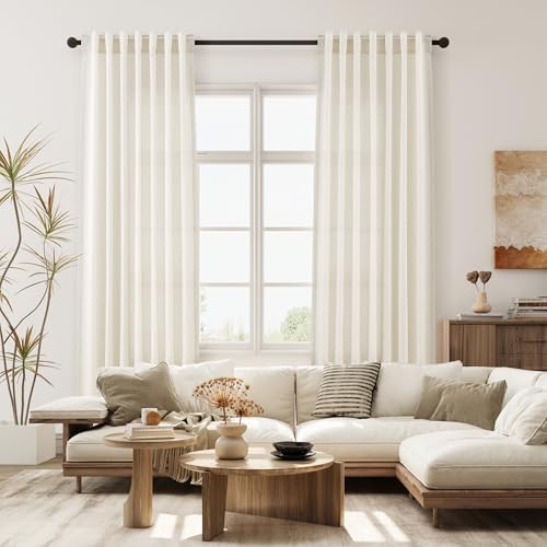 Joywell Linen Curtains 72 Inches Long for Living Room Beige Cream