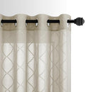 KOUFALL Brown Sheer Curtains for Living Room Classics Embroidered Wavy