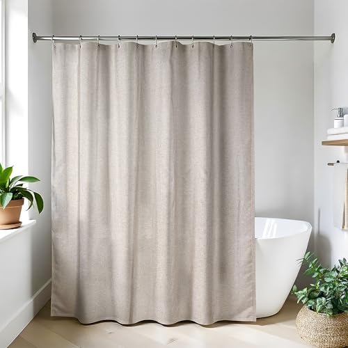 Extra Long Shower Curtain Linen Look 79"H x 71"W, Metal Grommets