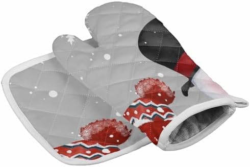 Quilted Cotton Terry Cloth Oven Mitt, Pot Holder Christmas Snowman