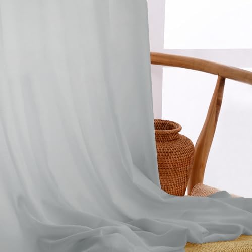 Gray Pinch Pleated Semi Sheer Curtains 50W x 106L, 1 Panel