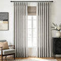 Grey Pinch Pleated Linen Curtains 108 inch Length 2 Panels for Living