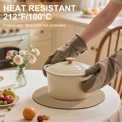homing Faux Cotton Linen 15 Inch Round Cloth Place mats, Set of 8