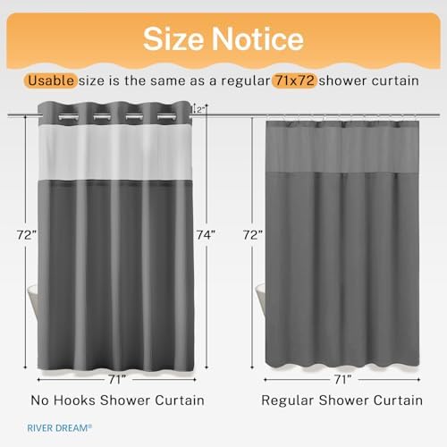 River Dream Heavyweight Waffle No Hook Shower Curtain with