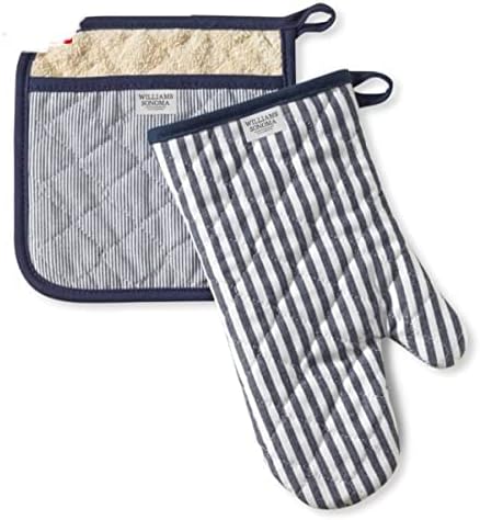 Williams-Sonoma Bay Stripe Oven Mitt & Potholder Set, Navy Blue