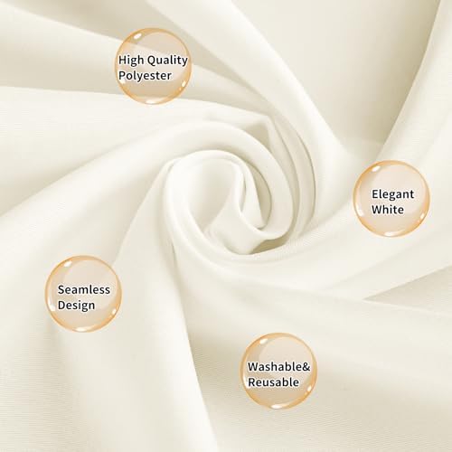 10 Pack Ivory Tablecloth 90 Inch Round Tablecloth Washable Polyester