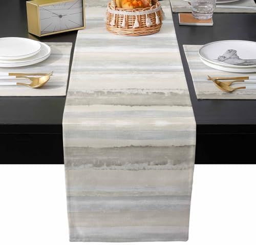 Beige Ombre Table Runner and Placemats for Dining Table, Burlap Coffee