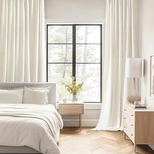MIULEE Cream Back Tab Blackout Curtains 52x63 Inches Long 2 Panels Set