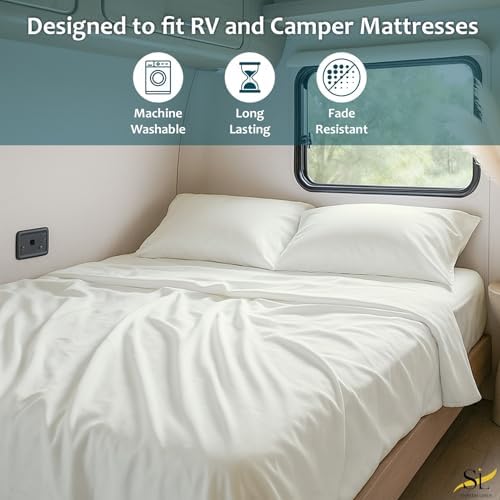 Shreem Linen RV Queen Sheets 58x75, 100% Egyptian Cotton 4-Piece
