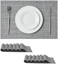 Linen Grey Placemats Set of 12 - Heat Resistant Non-Slip Place mats
