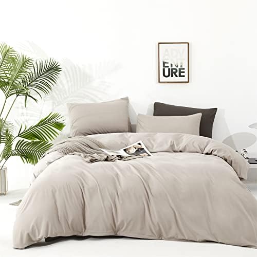 KAREVER Beige Khaki Comforter Set Queen Size Cream Khaki Bedding Set
