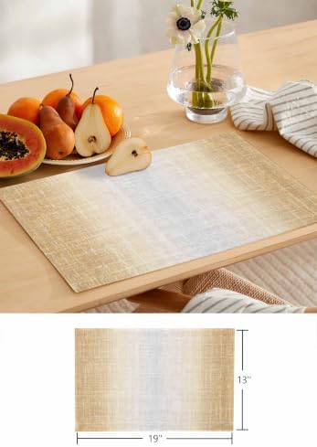 Modern Fabric Texture Table Runner and Placemats Set of 4 Farmhouse