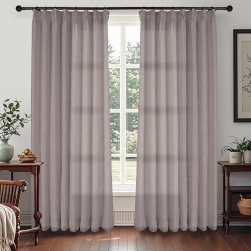 LUSTROWIN French Pinch Pleated Drapes 108 inches Long Unlined Light