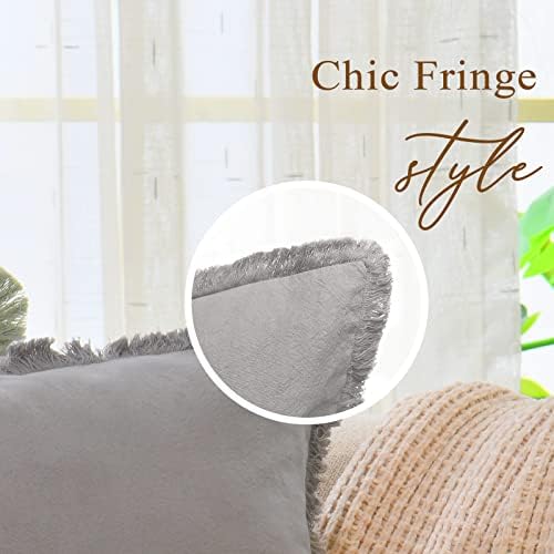 ZWJD Pillow Covers 22x22 Set of 2 Navy Throw Pillow Covers with Fringe