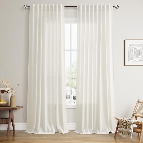 Nanspring Linen Curtains 96 Inches Long for Living Room 2 Panel Set