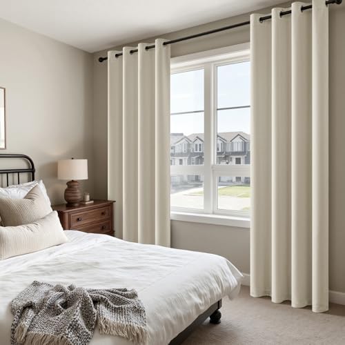MIULEE Cream Beige Blackout Bedroom Curtains Drapes 84 Inch Long
