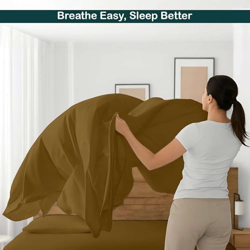 NON Sticky cotton 4 Piece Premium Egyptian Cotton Full Bed Sheet Set