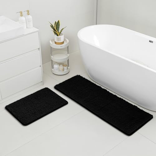 Yeaban Bathroom Rugs Sets 2 Piece,Thick Chenille Bath Mats,Absorbent