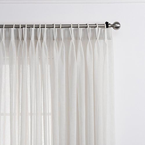 Sheer Curtains 108 inches Long, Faux Linen Pinch Pleated Window Sheer