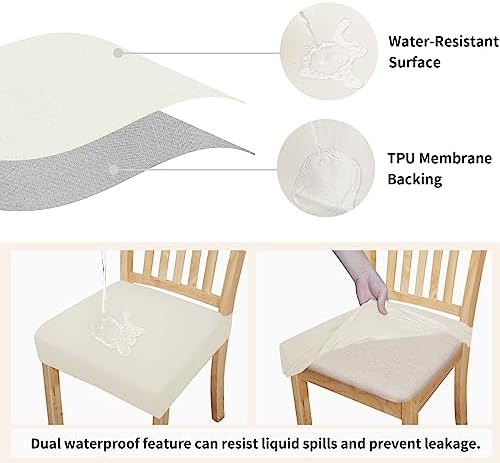 Easy-Going Waterproof Seat Covers for Dining Chairs Set of 4, Ivory