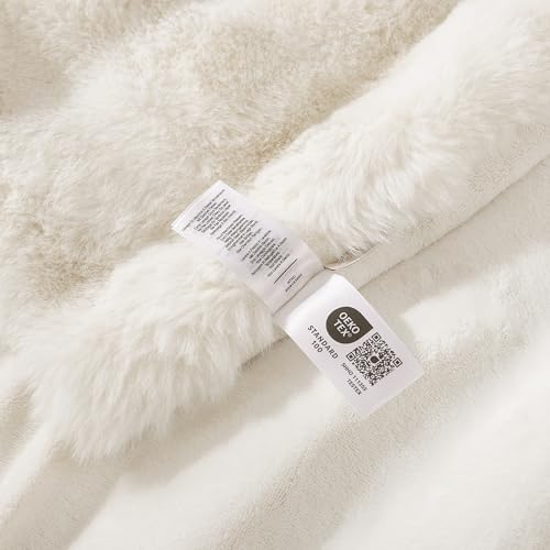 Amélie Home Faux Fur Throw Blanket for Bed, Ultra Soft Fuzzy Plush