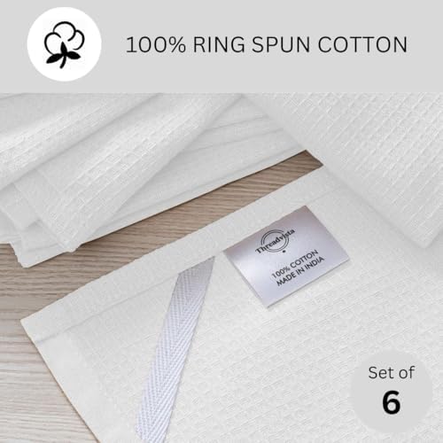 Waffle Kitchen Towels, White, 16x26 in, Set of 6