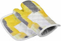 Quilted Cotton Terry Cloth Oven Mitt, Pot Holder Yellow Gradient Gray