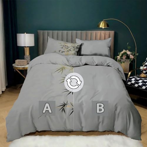 King Duvet Cover Set Minimalist Plant Bamboo Soft Microfiber
