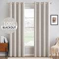 MIULEE 100% Blackout Linen Curtains for Bedroom 52x84 Inches Ivory