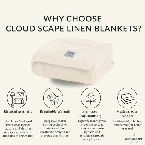 CSL Cotton Herringbone Throw Blanket, Cooling Summer Blanket