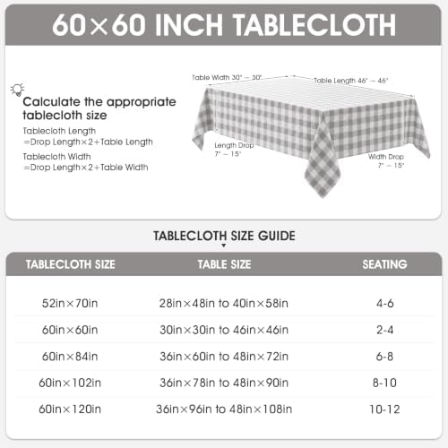 Veblandy Checkered Tablecloth Square Waterproof Gingham Table Cloth