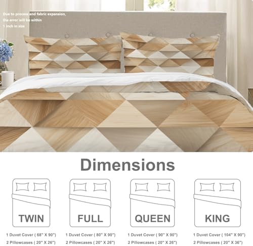 Geometric Interlaced 100% Cotton Duvet Cover Set King Size, Wooden