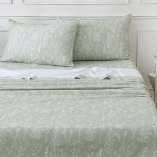 100% Natural Cotton Percale Sheets Set,Queen Size 4 PC