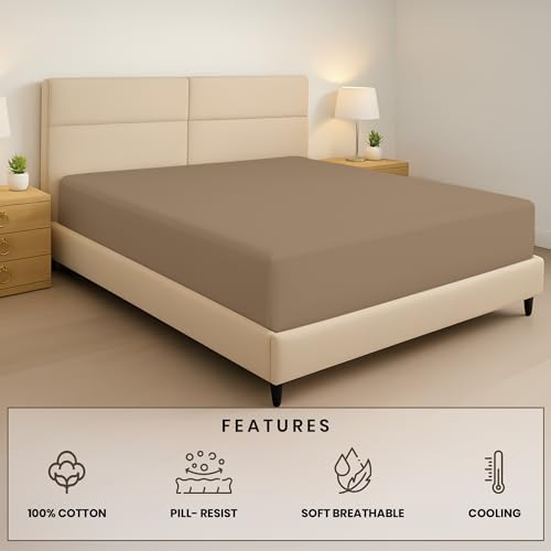 Kotton Culture Full Size Fitted Sheet Taupe, 100% Egyptian Cotton 600