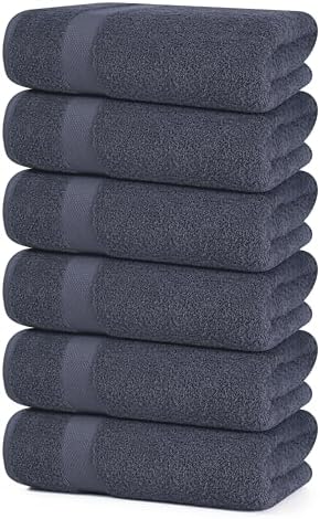 IMPEX 4 PC Bath Towel Set, 100% Cotton Bath Towel 27"x54" - Grey