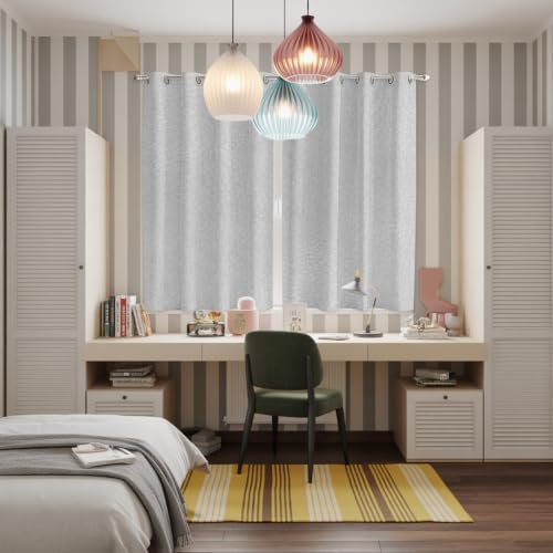 Grey Window Curtains 63 Inch Length 2 Panels Set, Modern Solid