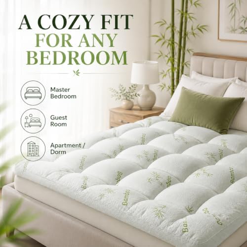 Bamboo Mattress Topper, Westmonth Mattress Pad, Cooling Thick