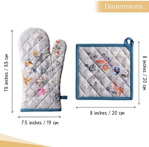 Maison d' Hermine 100% Cotton Oven Mitt & Pot Holder Set
