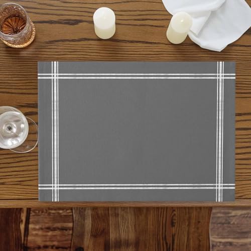 Placemats Set of 8, Deep Grey Washable Table Mats for Dining Table