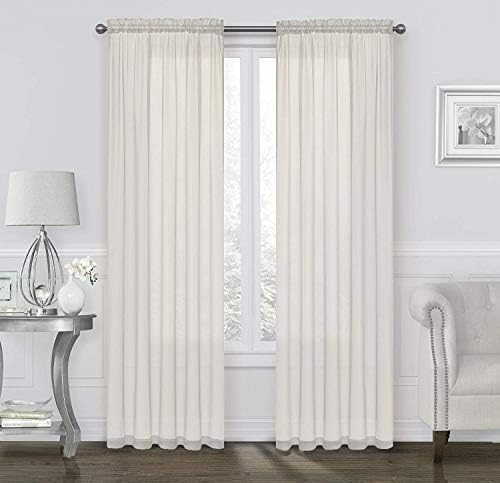 GoodGram 2 Pack: Basic Rod Pocket Sheer Voile Window Curtain Panels