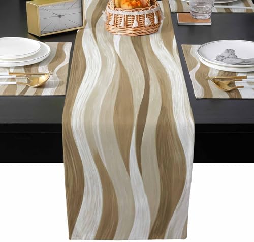 Brown Ombre Table Runner and Placemats for Dining Table, Burlap Coffee